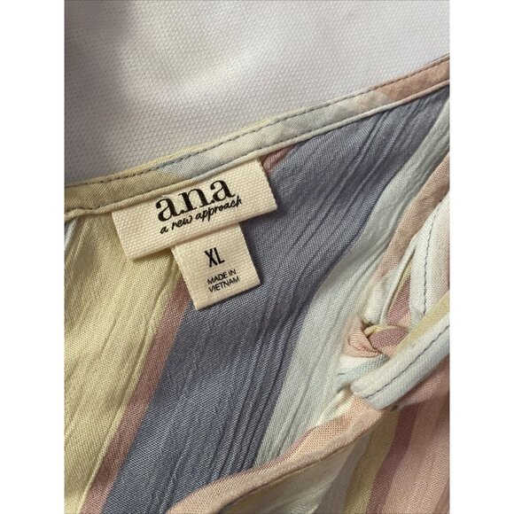 Ana A New Approach XL Striped Tie Shoulder Tank Top With Button Detail - Picture 5 of 7